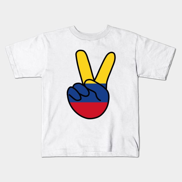 Colombia Flag V Sign Kids T-Shirt by DiegoCarvalho
